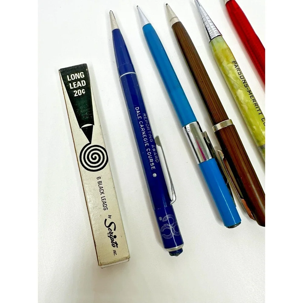 Vtg mechanical pencils lead Lyncraft Green Celluloid Scripto Blue Red Set 5